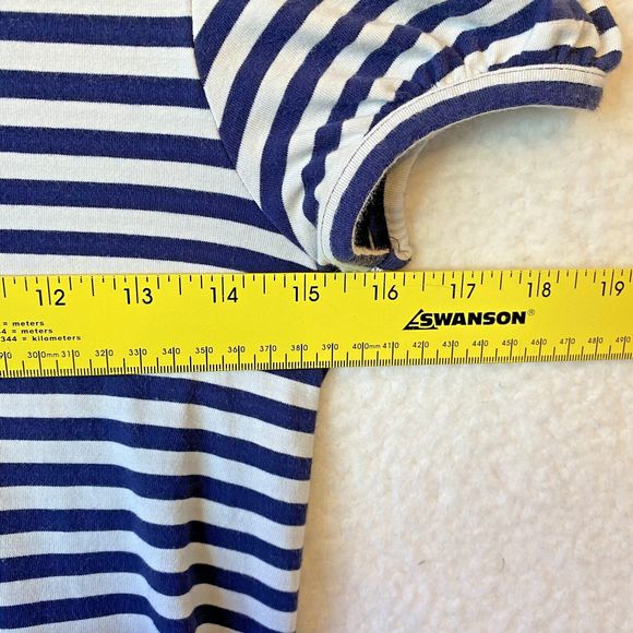 THEORY Striped Blue White Cotton Blend T-shirt Dress with Silk Trim Size‎ S - Picture 7 of 9